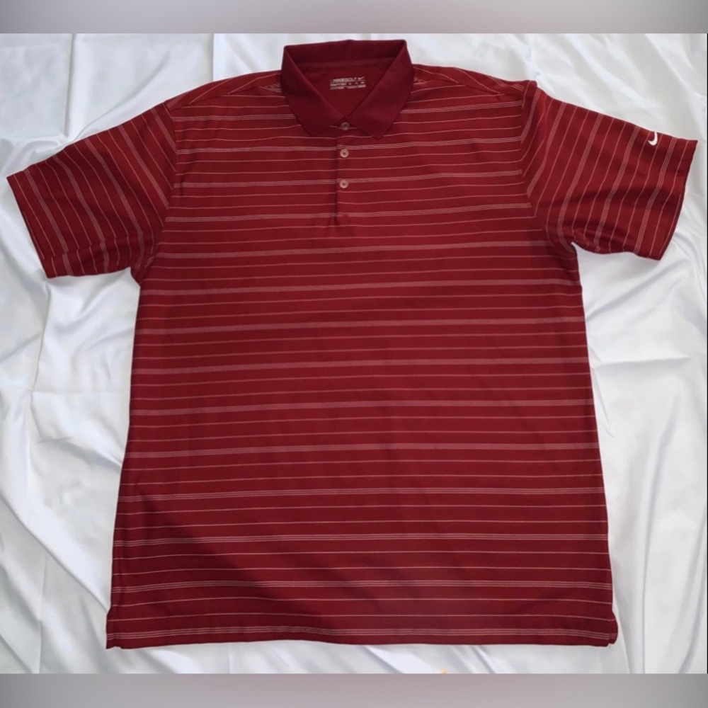 Nike Golf Men’s Dry Fit short-sleeved Polo Style Golf Shirt Burgundy XL EUC